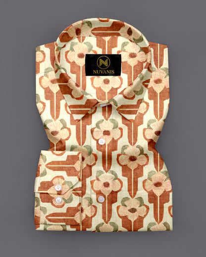 Yellow Flower Printed Full Sleeve Shirt